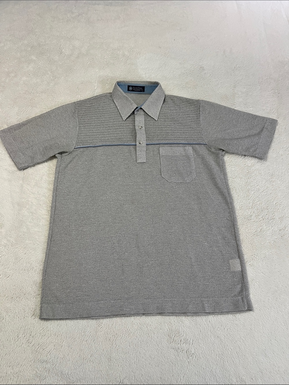 Each Time Vintage Men's Gray Short-Sleeve Polo with Chest Pocket